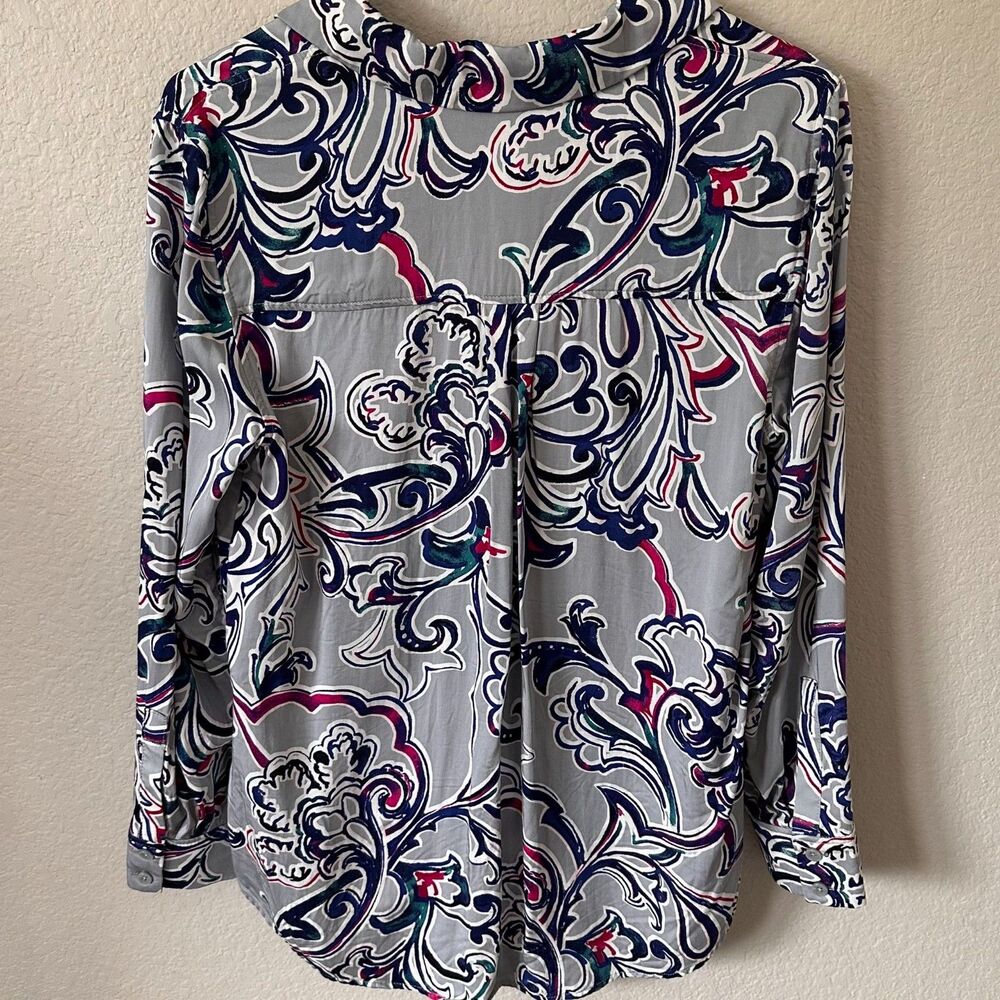 Chico's Paisley Modal Button Down Shirt Artsy Lagenlook Eclectic Size 1 US 8/10 - Picture 8 of 8